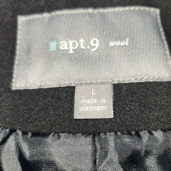 ⭐️Apt. 9 Women's Large Black Mid Length Coat 80% Wool - Picture 12 of 12